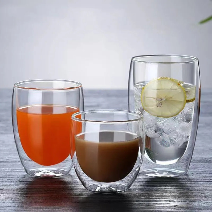 Premium Handmade Double Wall Glass Cups Insulated Transparent Tea, Espresso, Whisky, and Coffee Mugs