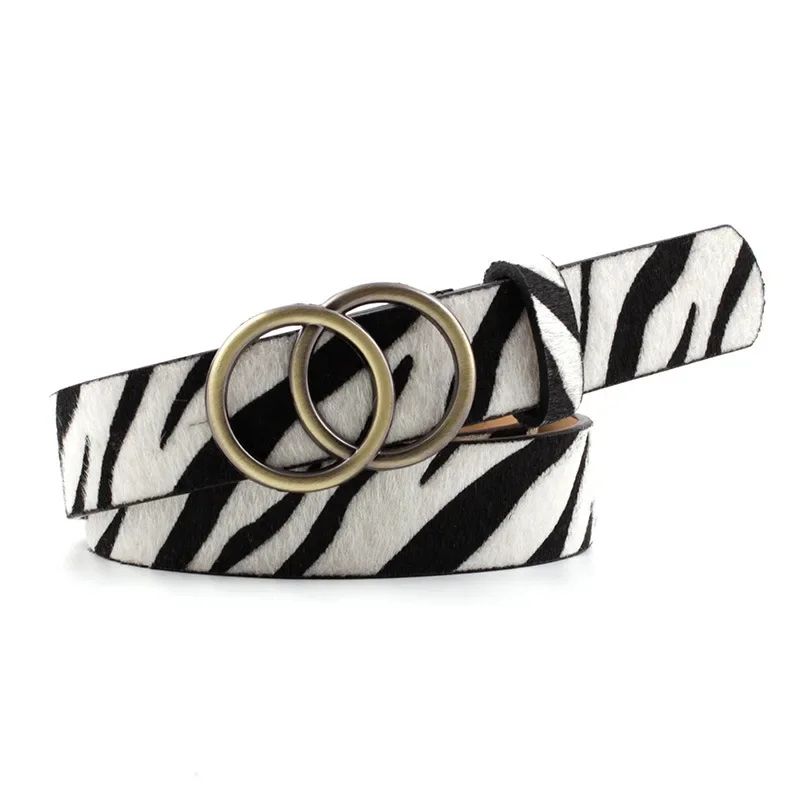 Women's Leopard Print Designer Belt with Leather Ring Buckle – Luxury Animal Print Waist Belt