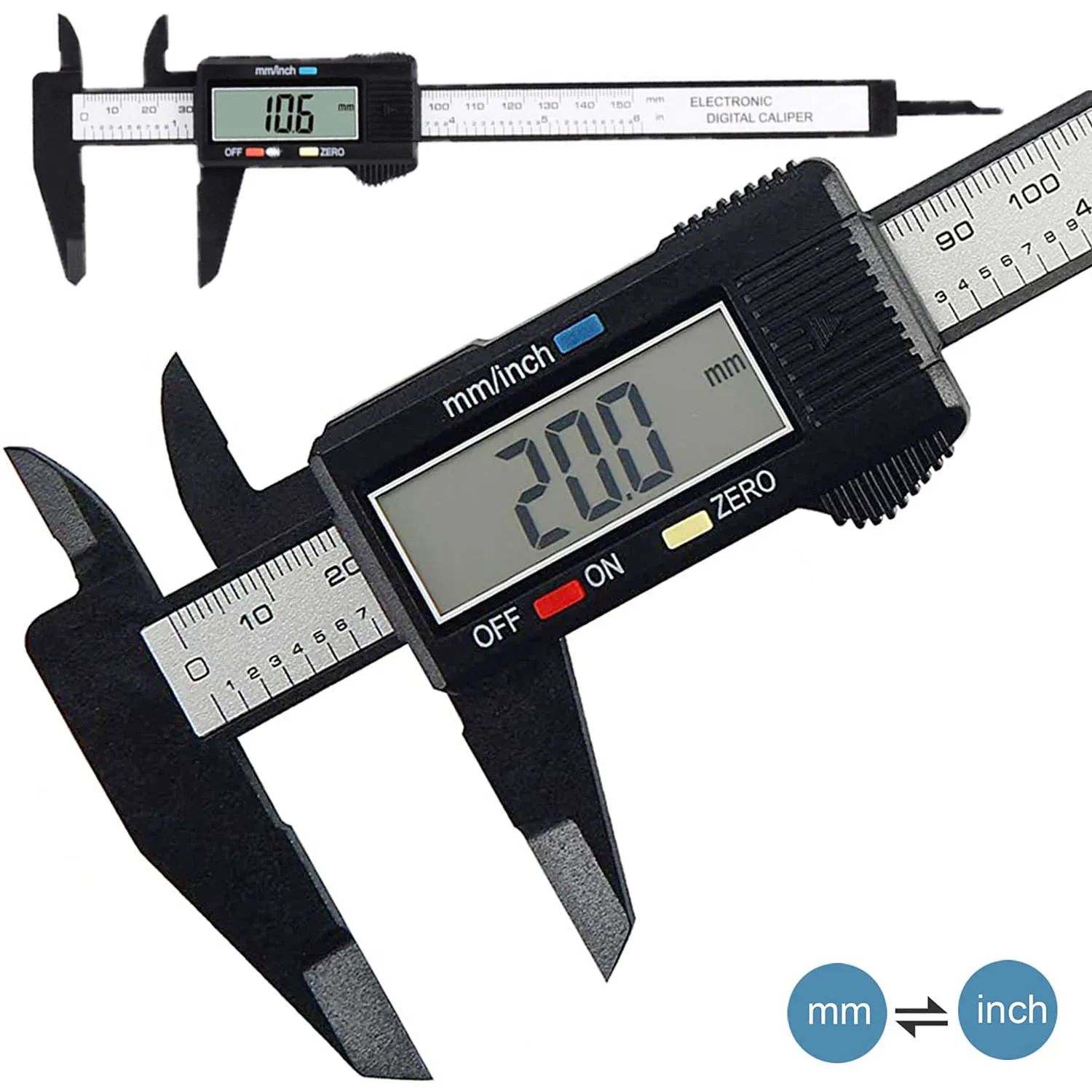 Precision Digital Caliper Carbon Fiber Gauge – LCD Electronic Vernier Micrometer Ruler for Accurate Internal & External