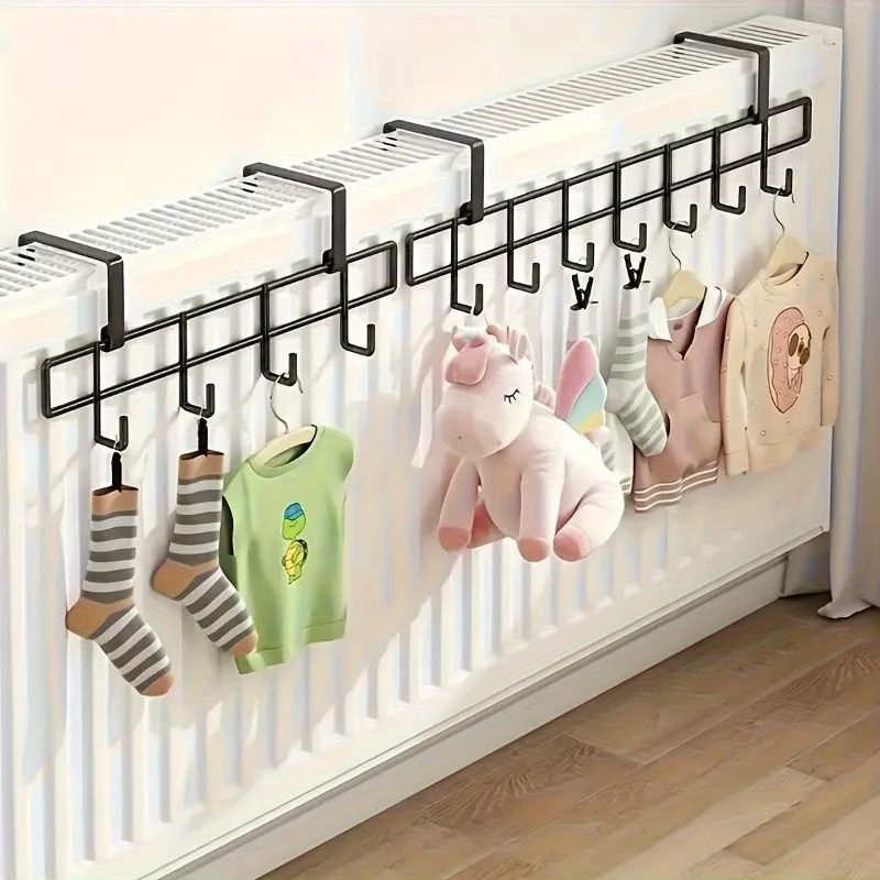 Wall-Mounted Heater Drying Rack – Heavy-Duty Metal Hanging Rod for Winter Essentials
