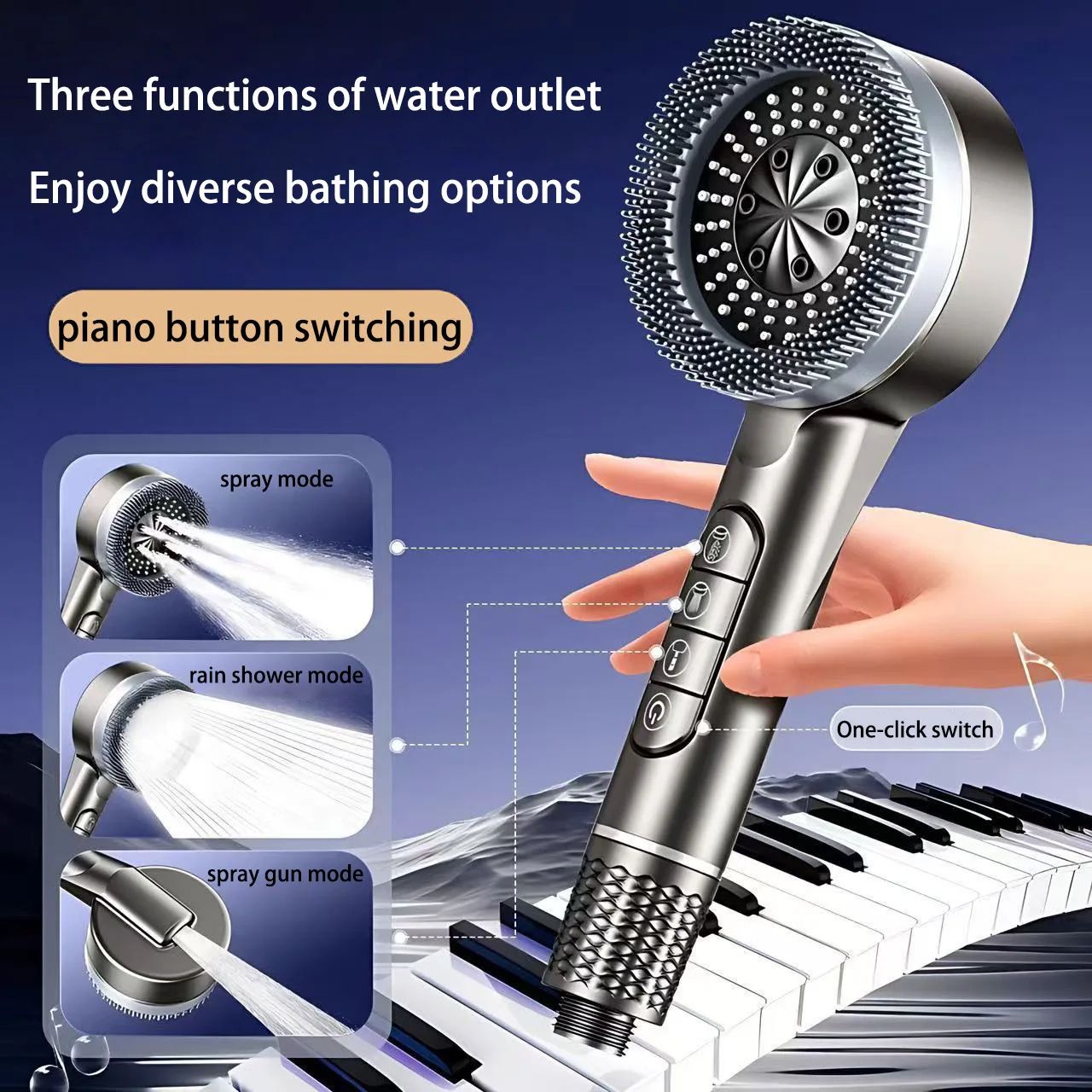 High Pressure Handheld Shower Head 4 Mode Adjustable Bathroom Set