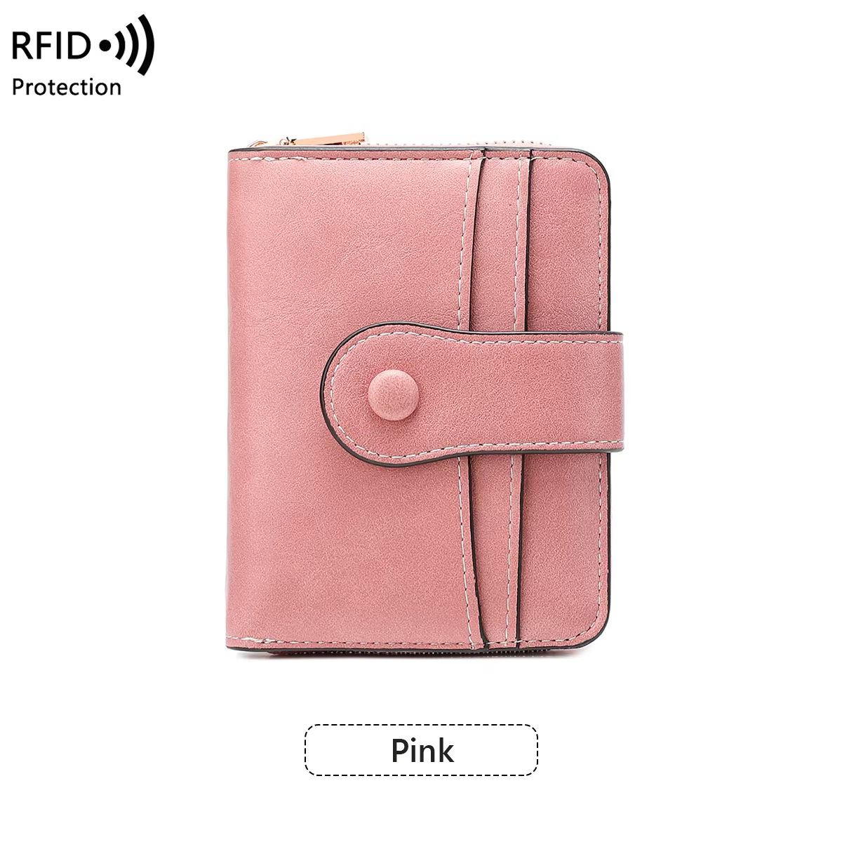 Retro RFID Blocking Women's Multi Card Wallet with Zipper Coin Pocket