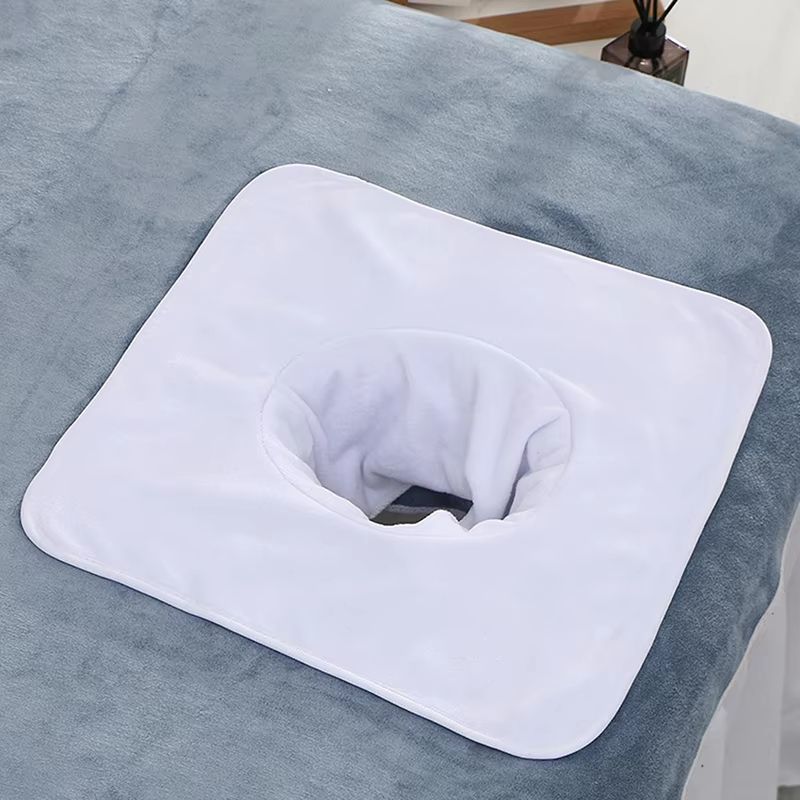 Thickened Beauty SPA Massage Table Face Towel with Hole, 13.8x13.8 in (35x35 cm)
