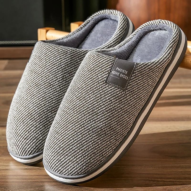 Men Winter Warm Cotton Slippers with Non Slip Sole