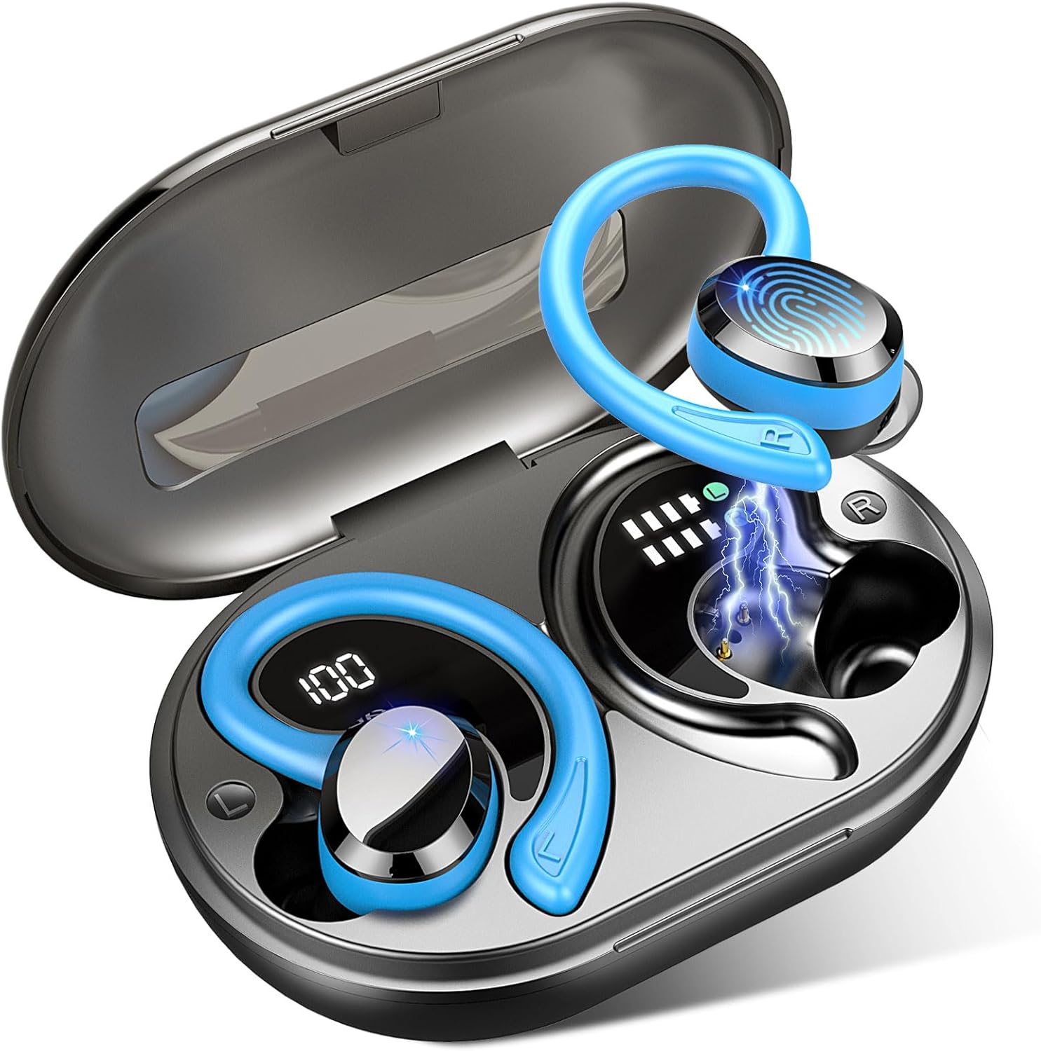 Bluetooth Wireless Earbuds, Waterproof Sports Earphones, In-Ear Noise Cancelling Mic, Stereo Bass