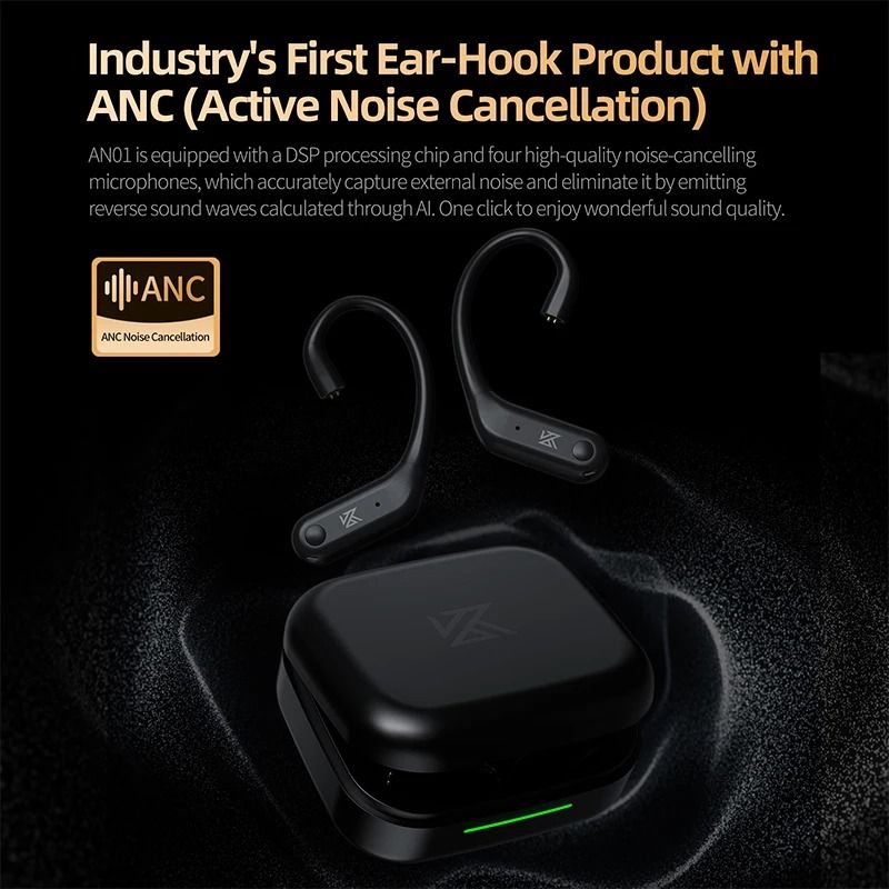 Wireless Ear Hook Cable with Active Noise Cancellation and LDAC Audio