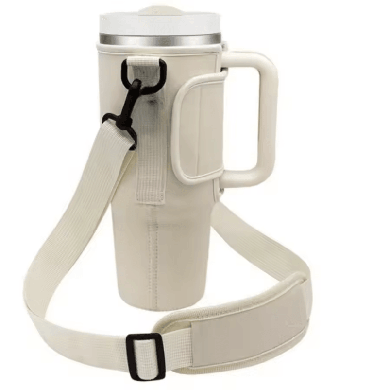 Adjustable Water Bottle Carrier Bag – Large Tumbler Sleeve with Shoulder Strap