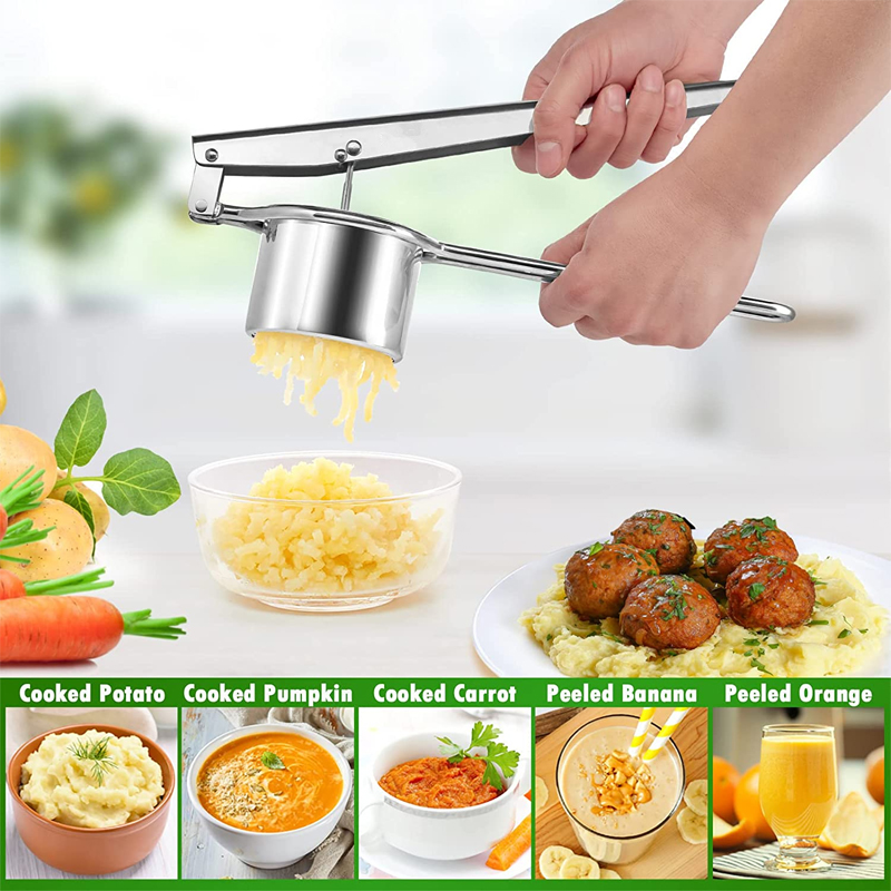 Manual Stainless Steel Potato Ricer with Discs and Fruit Juicer Lemon Squeezer Masher