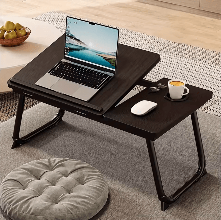 Portable Bed Sofa Table Foldable Breakfast Tray with Cup Holder Bedside Laptop Stand