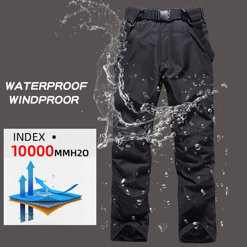 Thermal Skiing Down sUIT, New Winter Ski Suit Men, Warm Snowboard Bibs Pants, Male Snowmobile Clothing Overalls Set