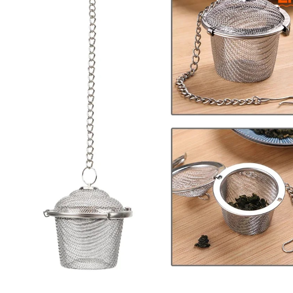 Stainless Steel Tea Filter Herbal Ball Mesh Strainer Seasoning Ball Locking Reusable for Teakettle