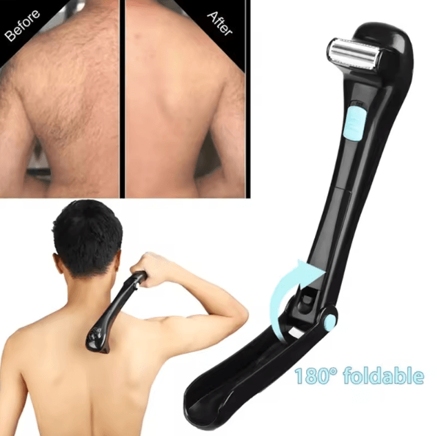 Foldable Back Hair Shaver Long Handle Body Grooming Tool for Men and Women