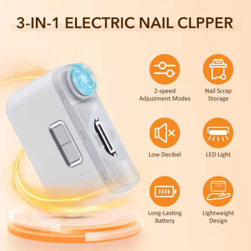 TrimGlow Pro 3-in-1 Electric Nail Clipper with Grinding & Polishing