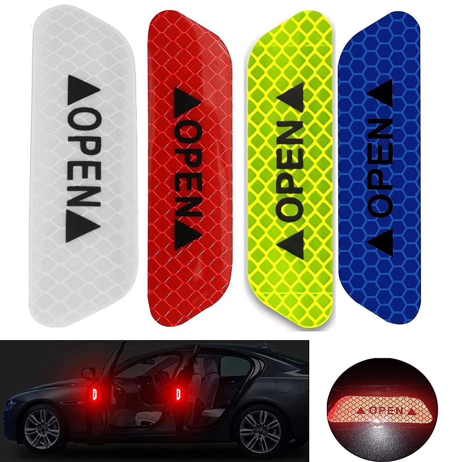 4-Piece High-Intensity Fluorescent Reflective Safety Strip Set