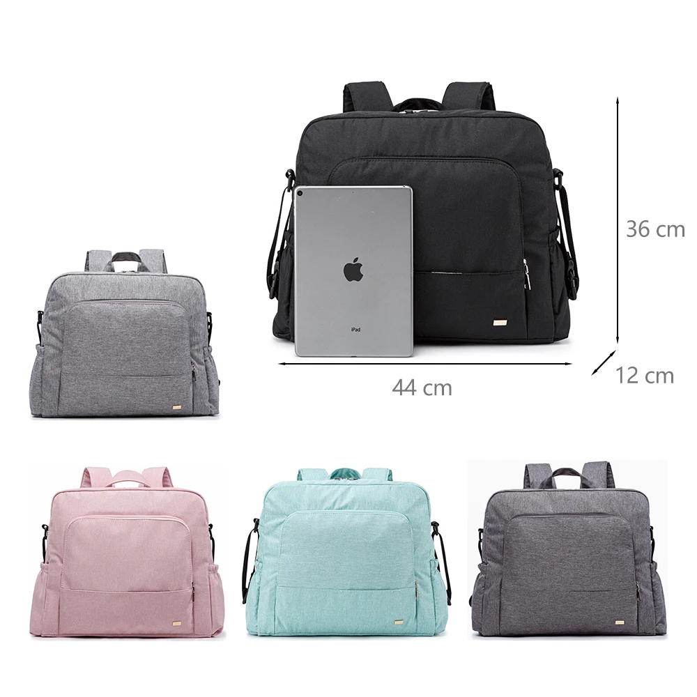 Stylish Solid Diaper Bag, Waterproof Multi-functional Nursing Backpack, Large Baby Changing Bag