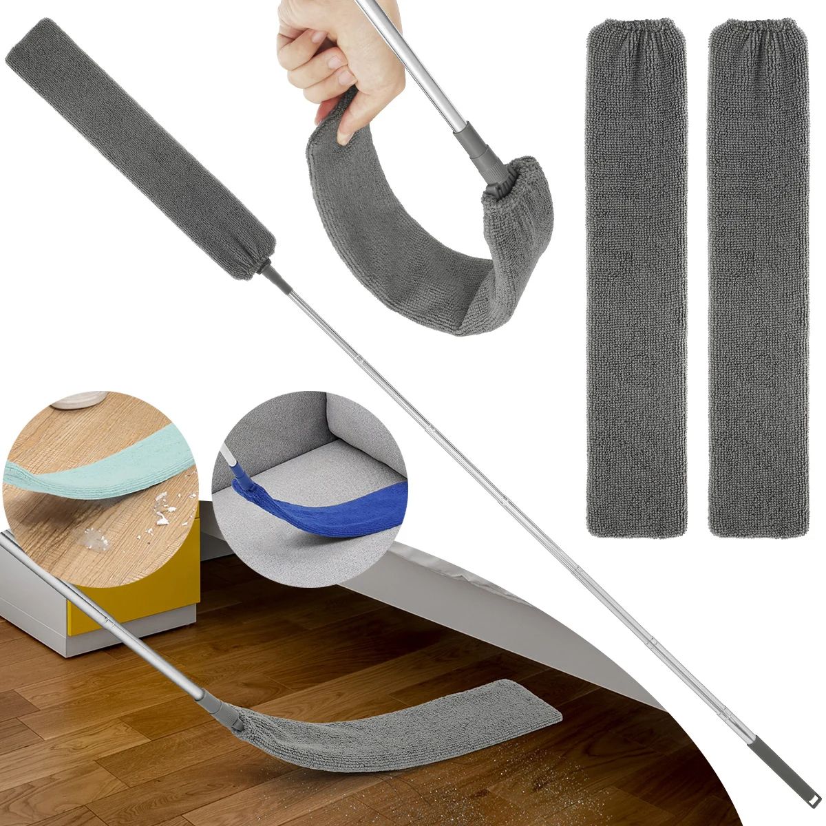 Ultra-Slim Retractable Gap Dust Cleaner with Microfiber Head