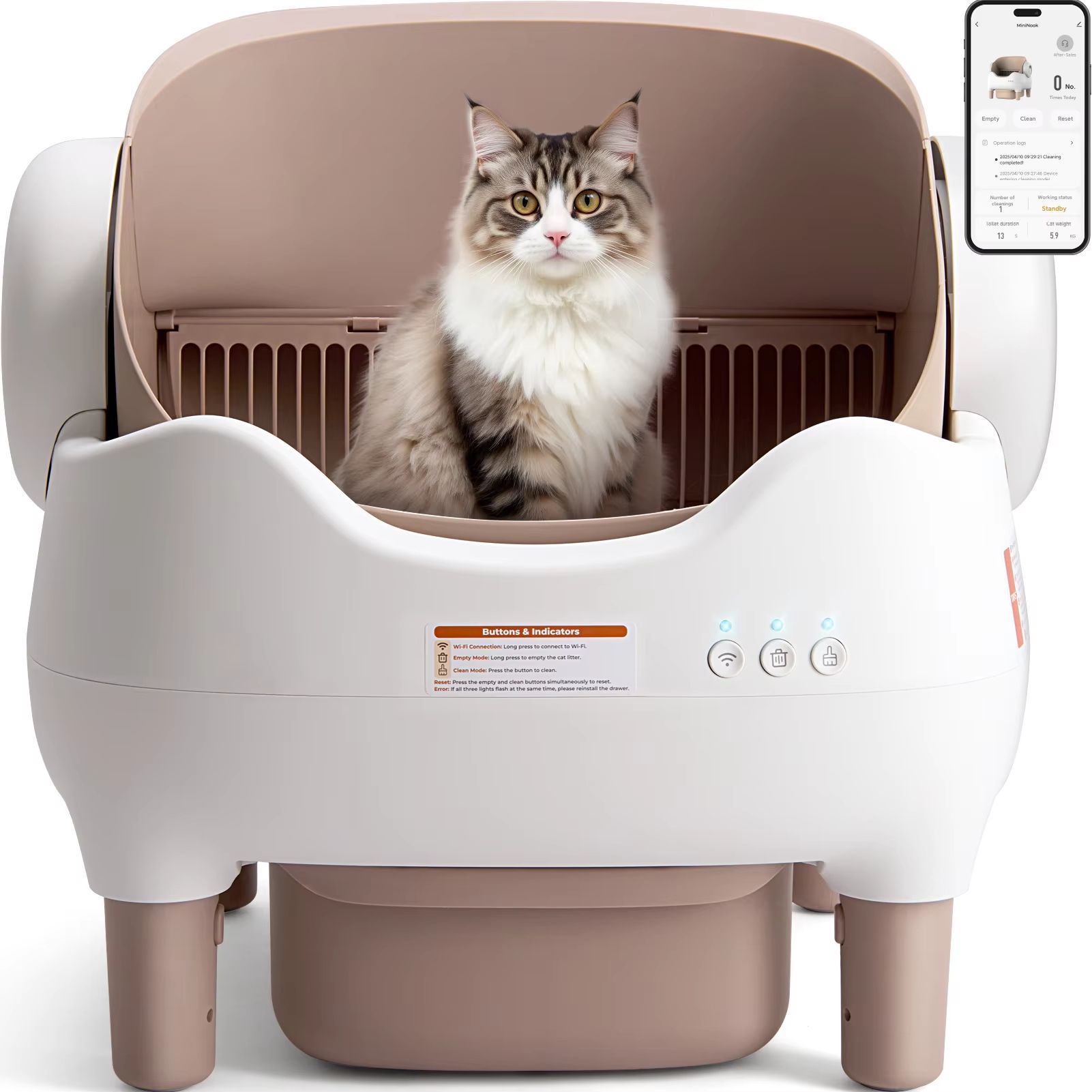 Smart Self-Cleaning Litter Box – Automatic Cat Litter Box with APP Control & Large Odor-Free Waste Bin