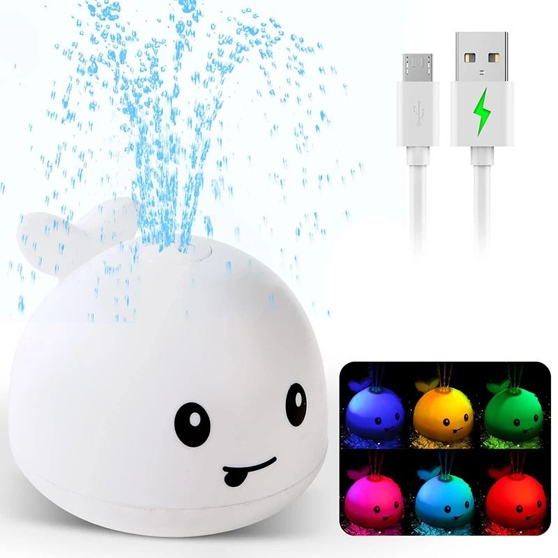 Rechargeable Baby Bath Toy Light Up Whale Water Spray