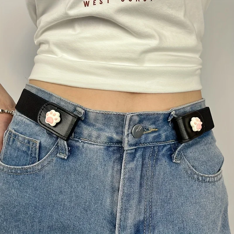 Invisible No Trace Elastic Stretch Belt Press Buckle Lazy Belt Womens Adjustable Jeans Waist Belt