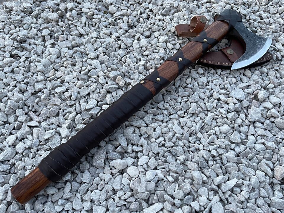 Viking Axe EDC Custom Handmade Carbon Steel Blade Hunting Axe Camping Axe ,