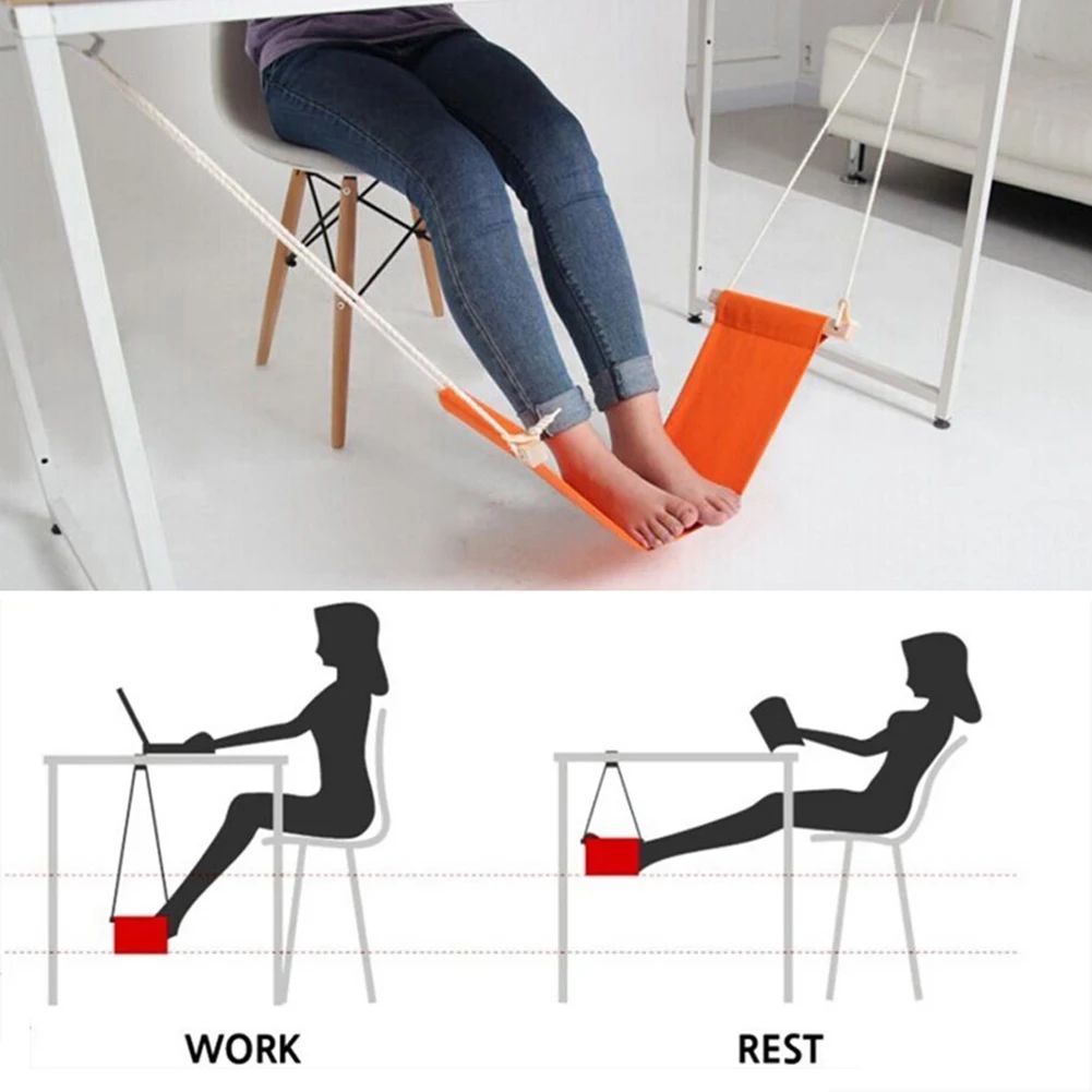Portable Under-Desk Foot Hammock Adjustable Footrest for Office & Home