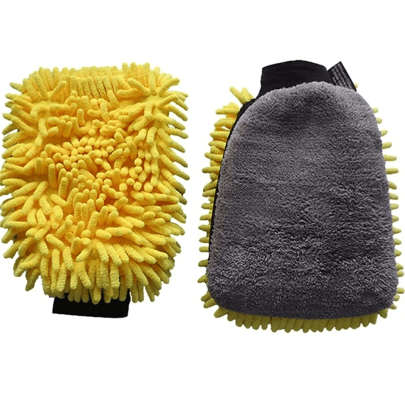 AquaShine Double-Faced Microfiber Car Wash Gloves – Waterproof Cleaning Mitts for Auto Detailing and Shine