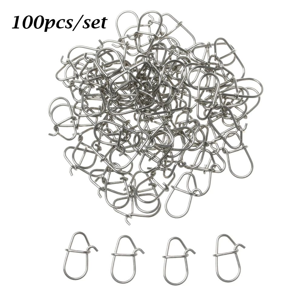 100-Piece Stainless Steel Fishing Swivel Snap Set with Fast Lock Split Rings & Barrel Connectors
