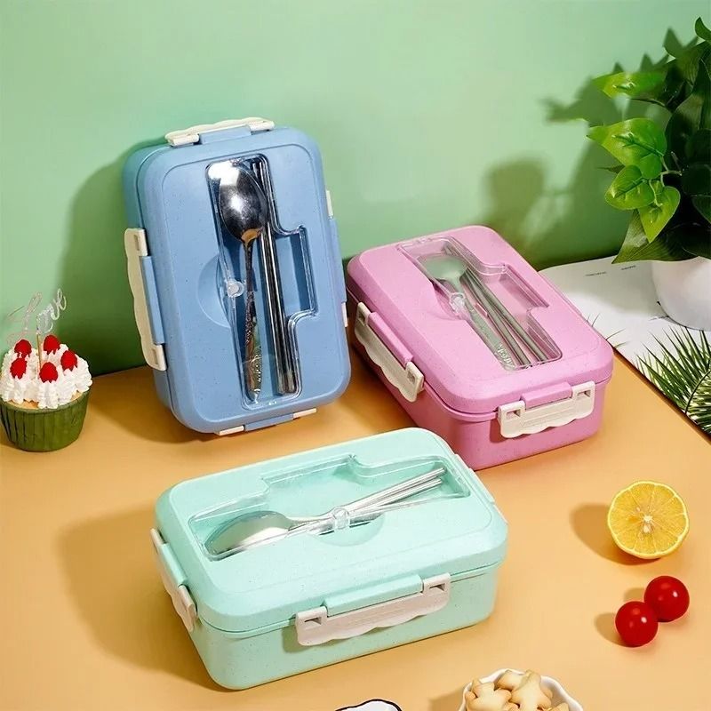 Professional 37 oz Microwavable Bento Lunch Box with Utensils
