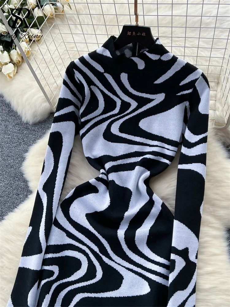 Geometric Print Zippered Bodycon Party Dress