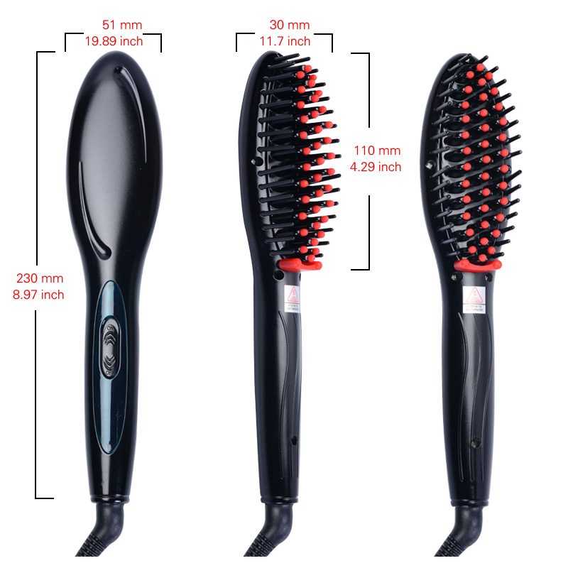 Professional Ceramic Hair Straightening Brush Electric Comb Anti Frizz Styler