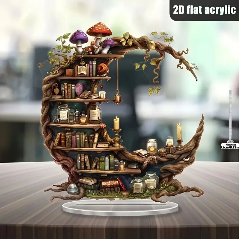 Bohemian Moon Crystal Bookshelf Light Decor with Fairy Lights