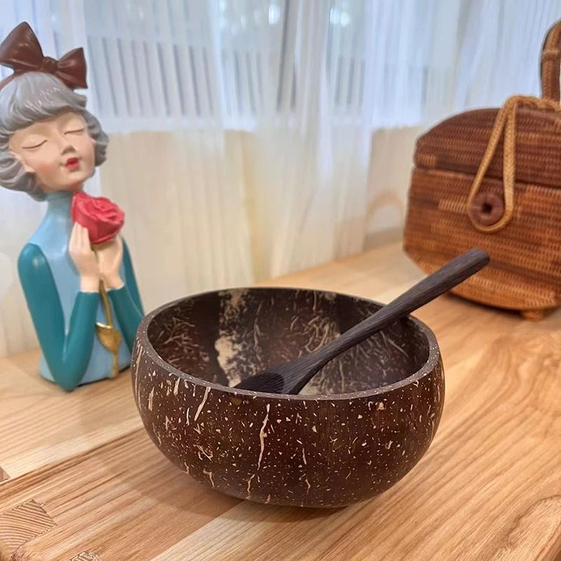 Natural Coconut Bowl Set – Handcrafted Eco-Friendly Tableware & Spoon Set
