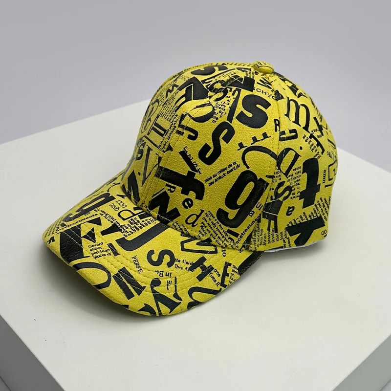 Kpop Graffiti Letter Vegan Leather Baseball Cap