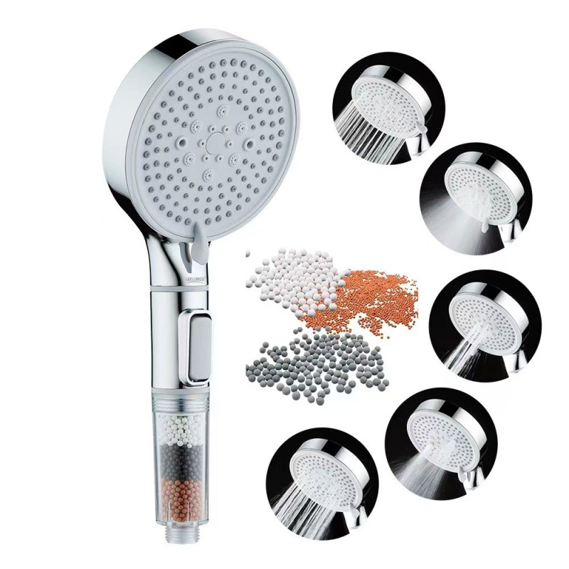 Large Panel Handheld Shower Set Dechlorination Filter Booster Five-Speed for Skin Beauty