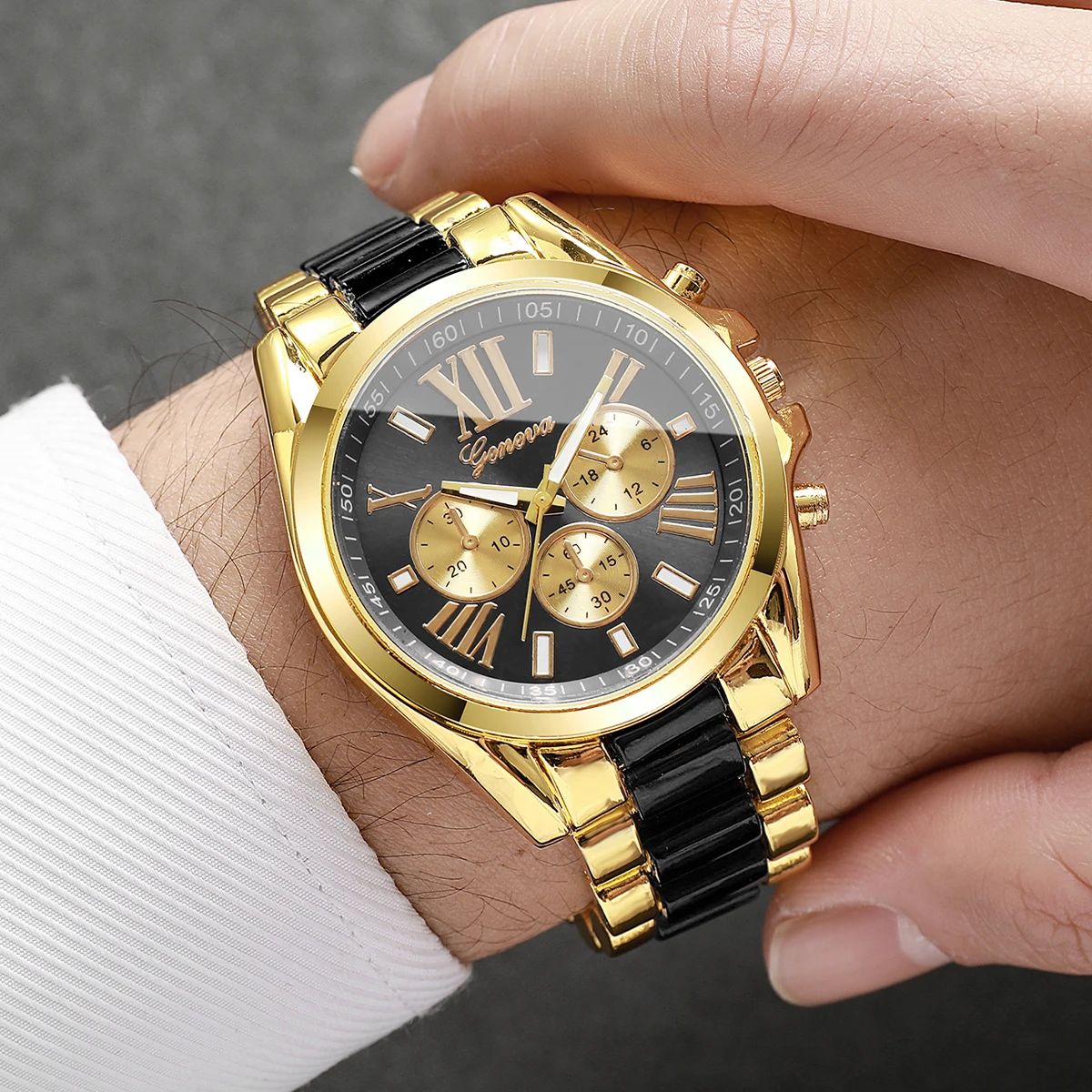 Luxury Roma Dial Men's Quartz Watch – 1.65in Business Stainless Style Wristwatch