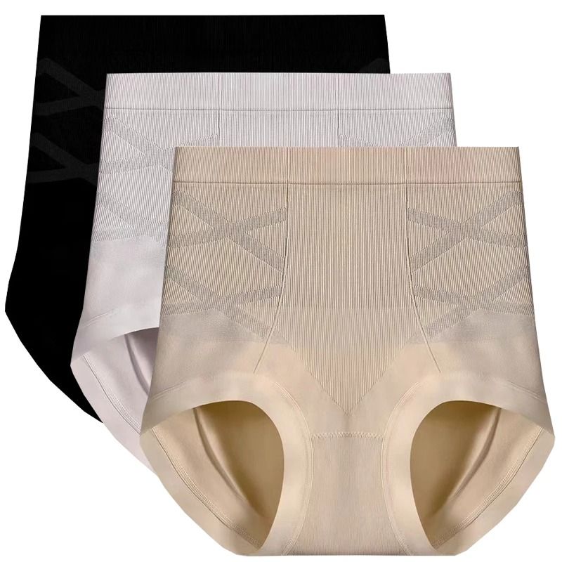 Womens High Waist Shaping Panties Seamless Breathable Slimming Underwear Three Piece Set