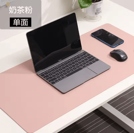 White PU Suede Desk Mat and Mouse Pad Large Non Slip Waterproof Desk Pad