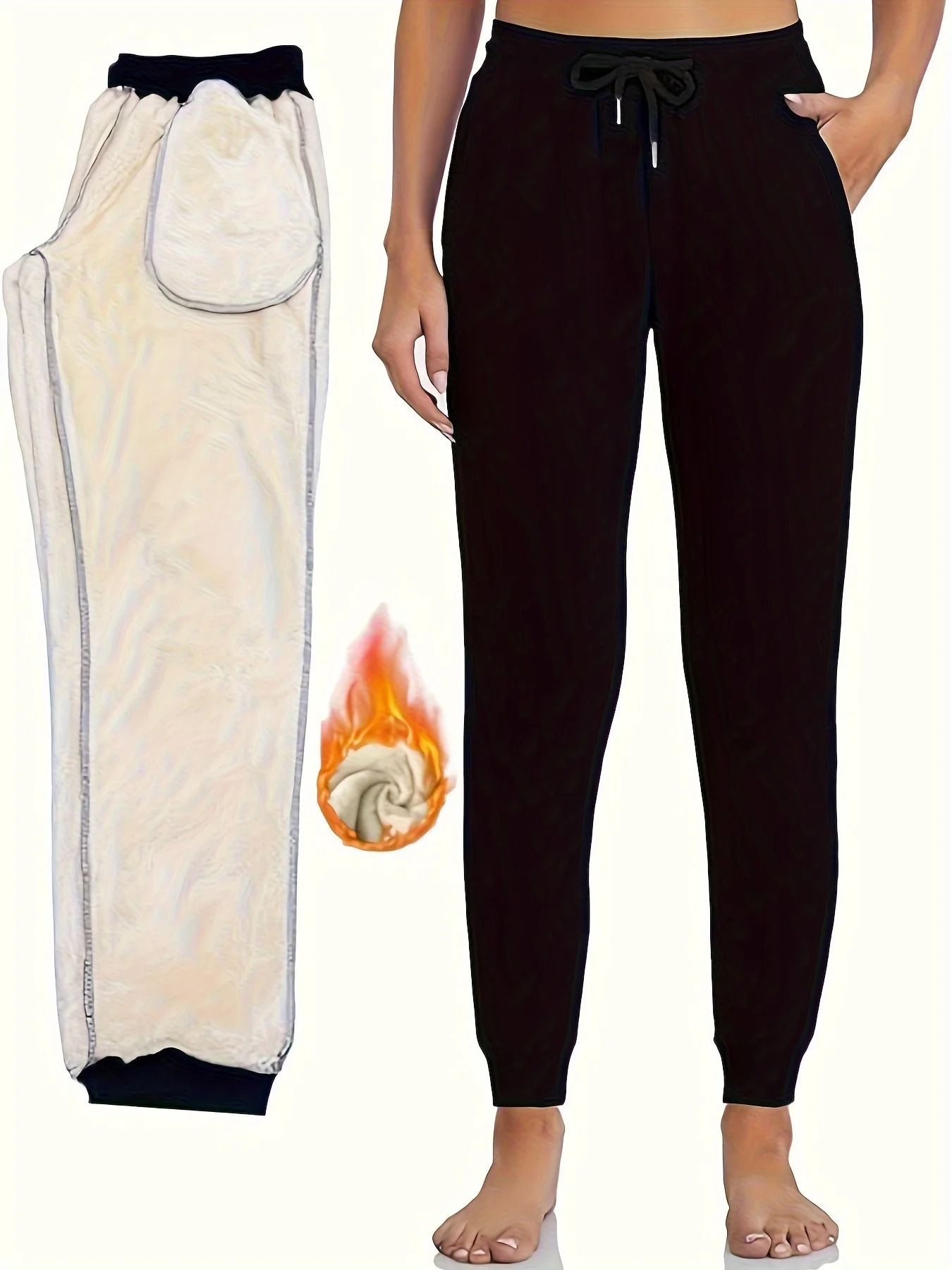 Women Sherpa Lined Sweatpants with Pockets