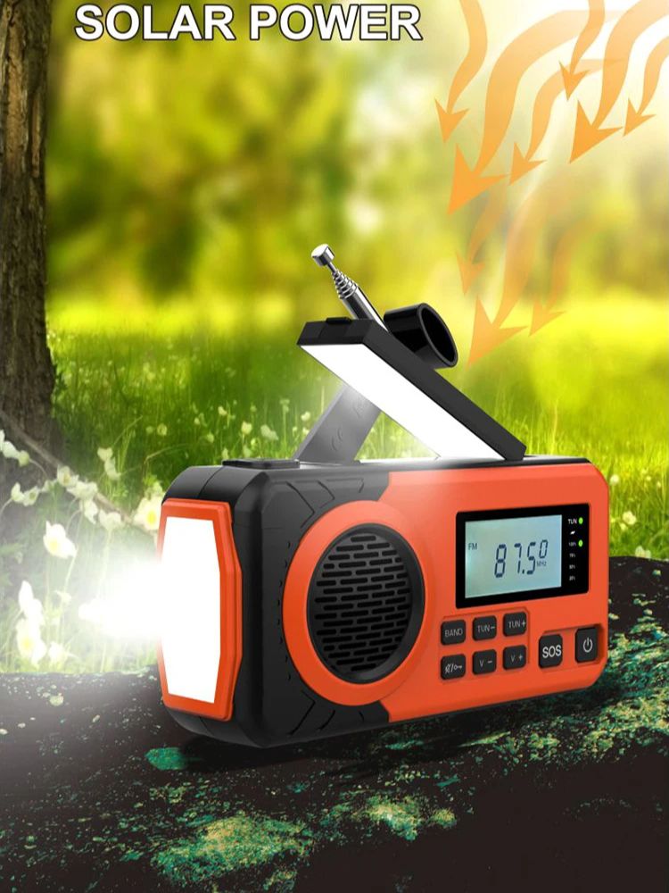 Emergency Weather Radio with Hand Crank, Solar Powered Radio and Phone Charger