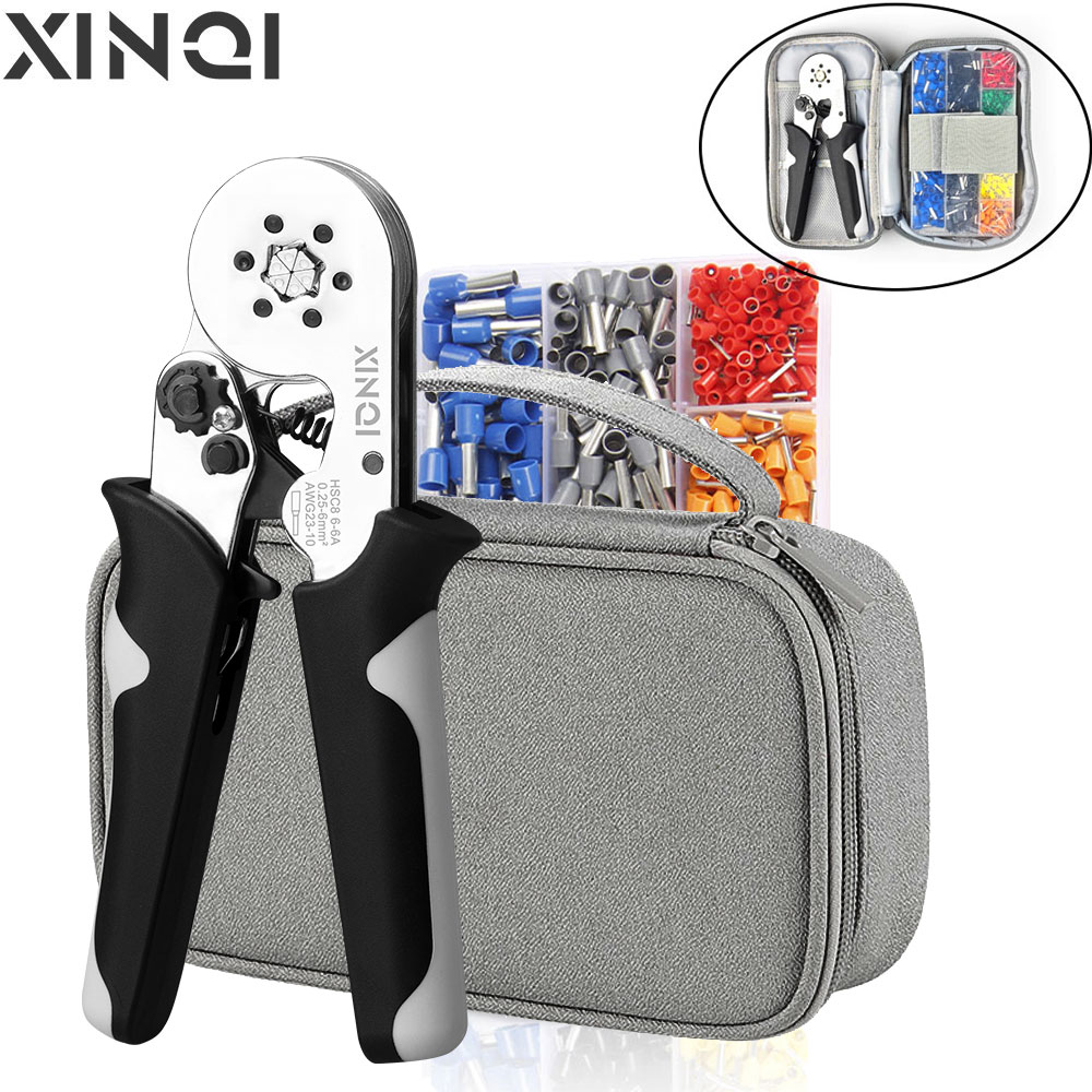 Crimping Tool Tubular Terminal Crimper with Mini Ferrule Electrical Kit and Bag