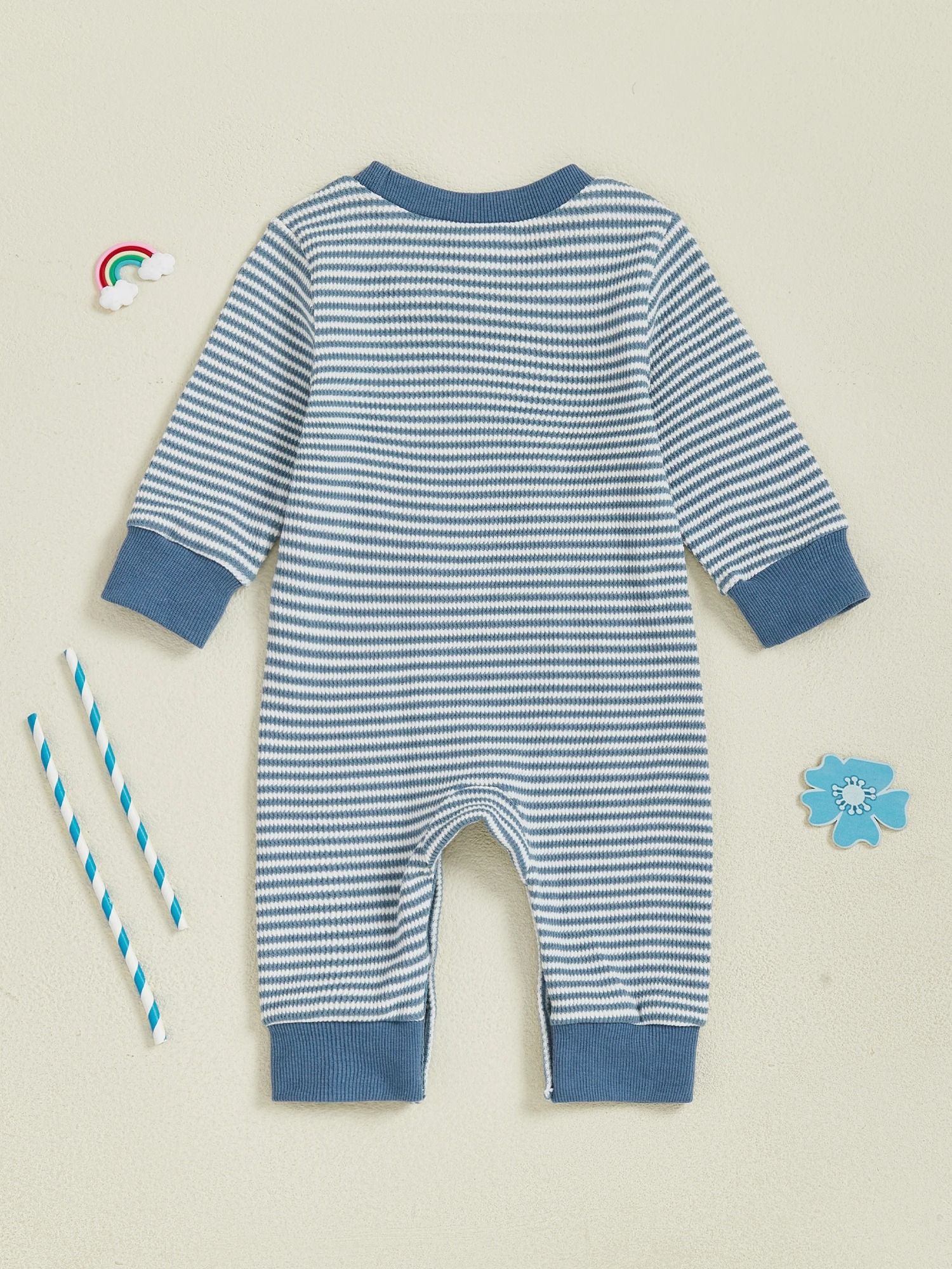 Infant Boys Rugby Striped Hooded Sweater Romper