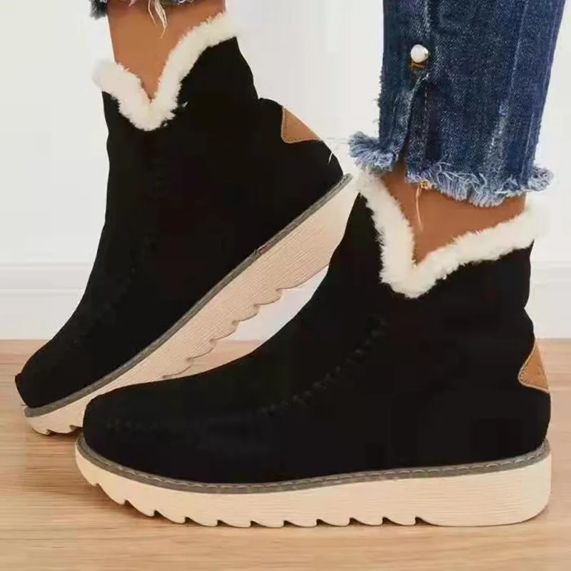 Women's Slip-On Platform Snow Boots, Stylish Winter Booties for Cold Weather