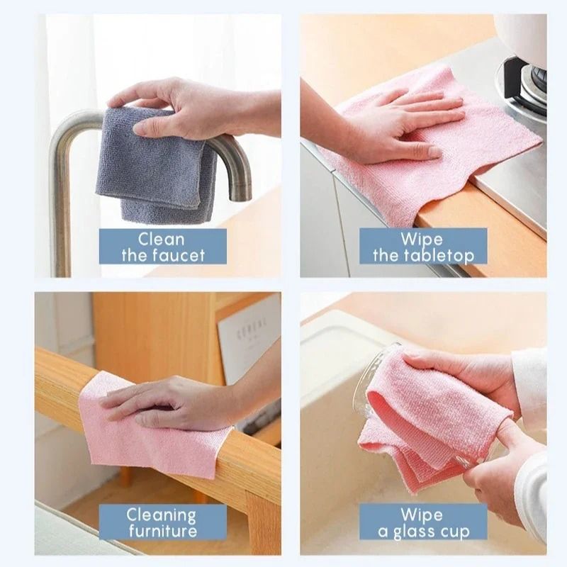Reusable Microfiber Cleaning Wipe Roll Washable Paper Towel Replacement 20 Sheets