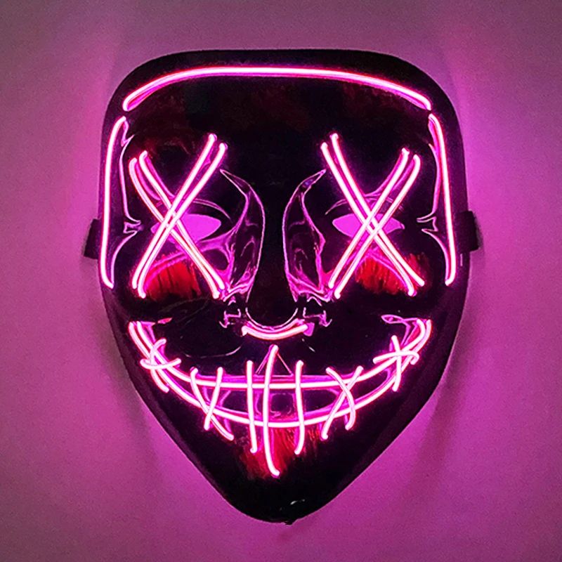 Neon Glow LED Purge Mask – Wireless Light Up Halloween Cosplay Mask