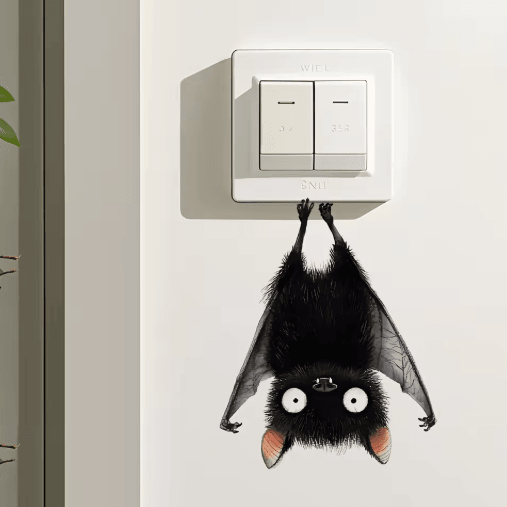 Black Bat Wall Decals – Self-Adhesive Home Wall Art (2pcs Set)