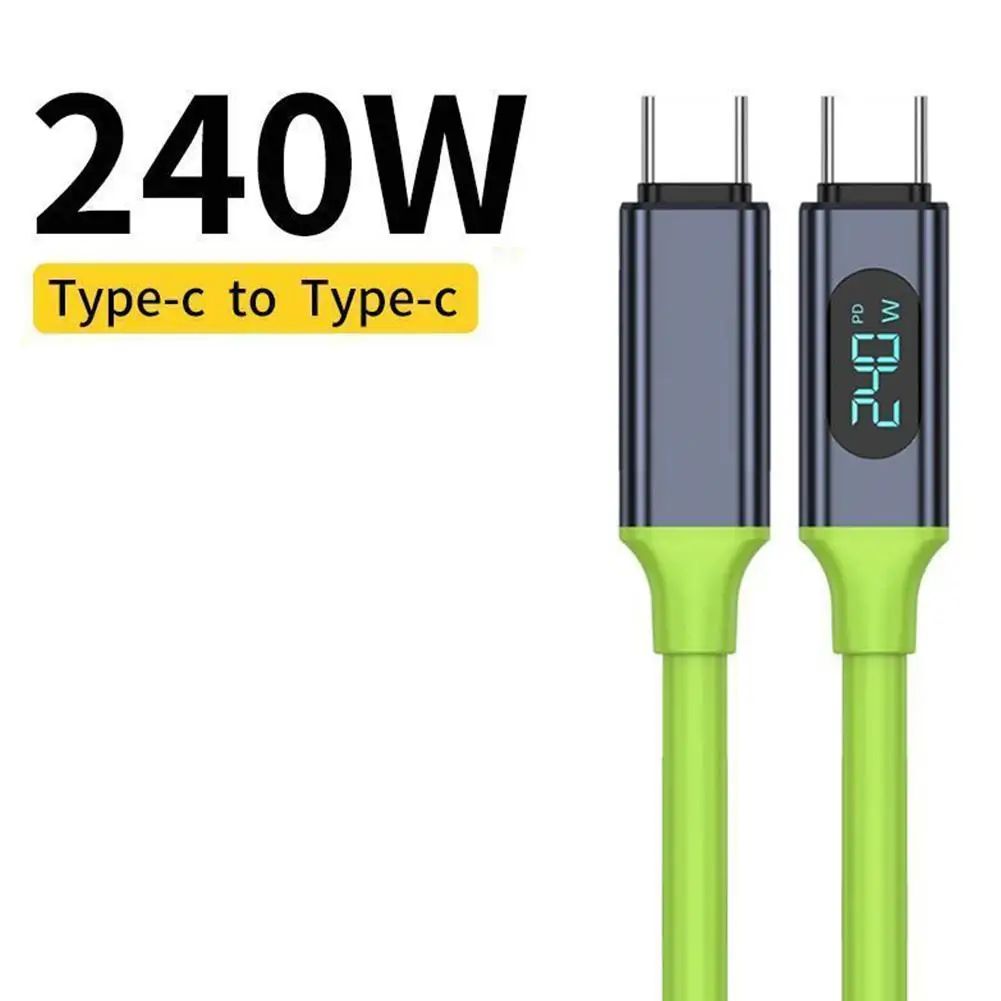 240W USB-C to USB-C Fast Charging Cable with Real-Time Power Display
