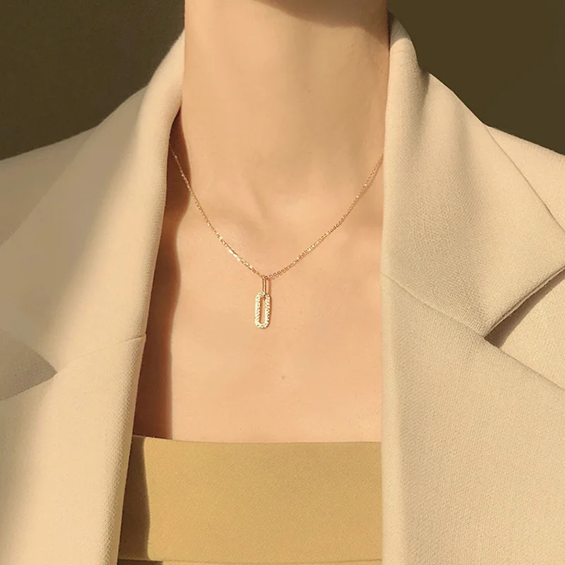 Sterling Silver Geometric Crystal Choker Necklace for Women Gold Plated Elegant Jewelry Gift