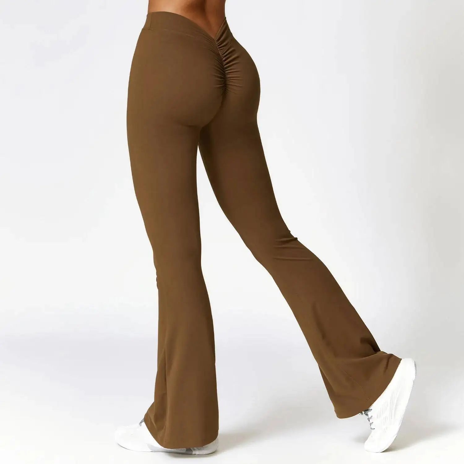 Women's High-Waist V-Shape Flare Yoga Pants – Stretch Wide Leg Gym & Dance Leggings