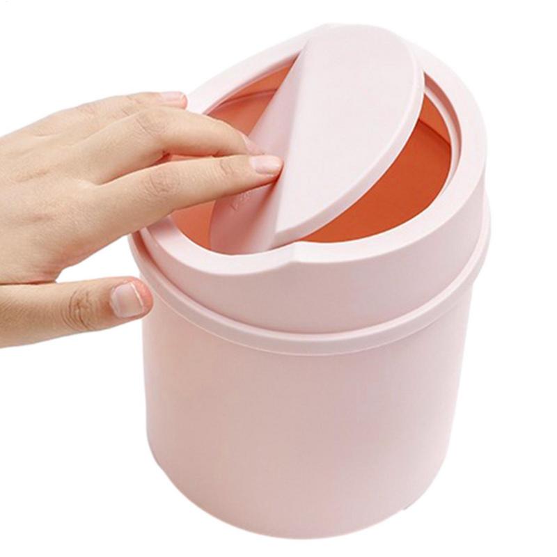 Small Trash Can Tube With Cover, Mini Desktop Bin, Garbage Can, Clean Storage Box for Home Desk