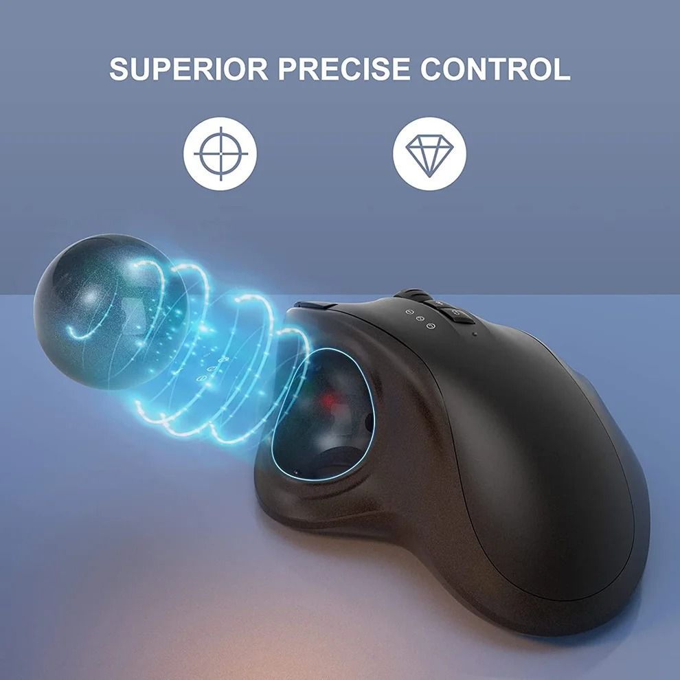 Jomaa Ergonomic Wireless Trackball Mouse | Rechargeable Dual-Mode Bluetooth & 2.4G Thumb Control Mouse